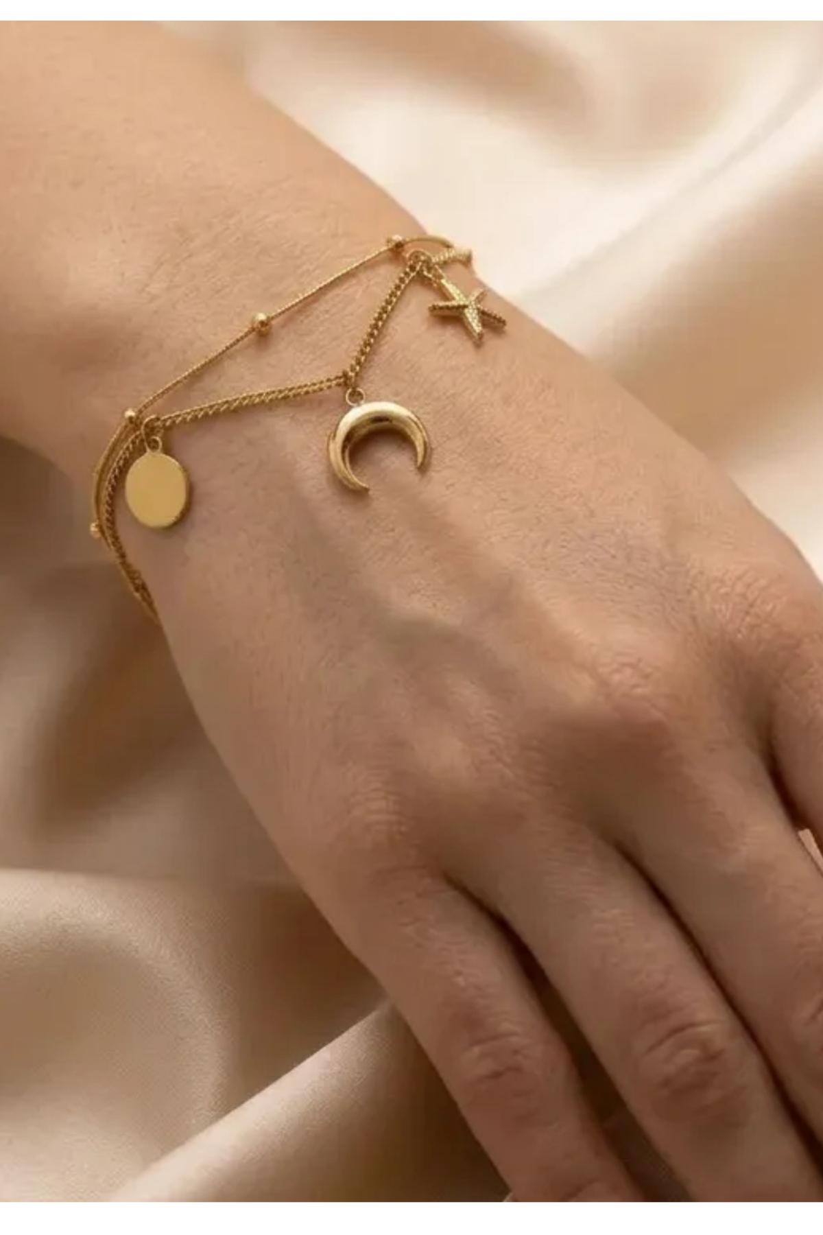 DENİZ YILDIZI DETAYLI CHARM ÇELİK BİLEKLİK