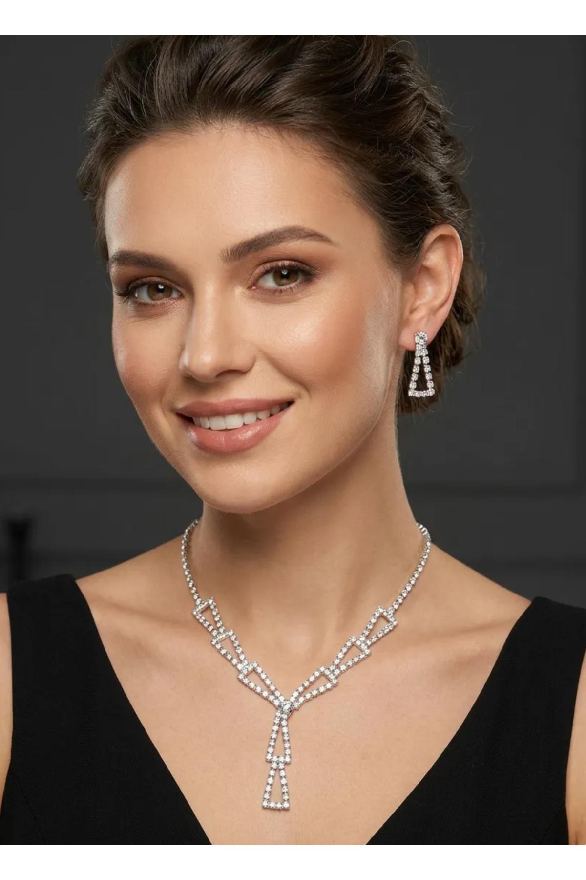 Abiye Kolye Küpe Set